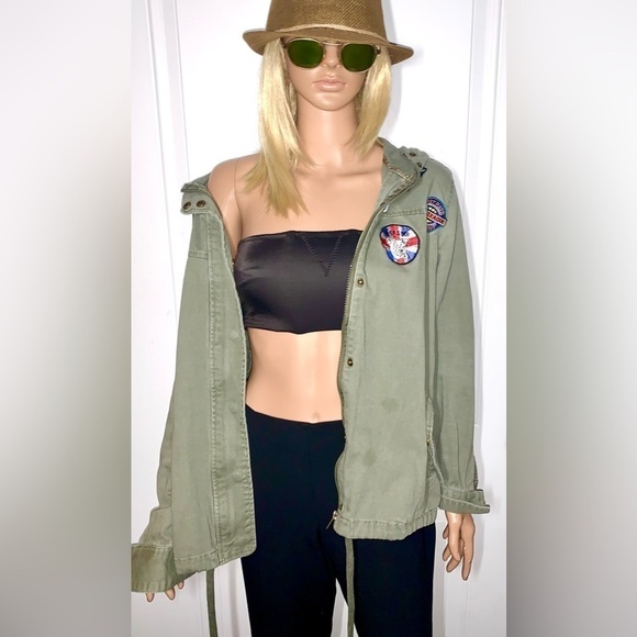 Ashley Outerwear hooded Army Jacket with patches XL - Picture 2 of 11